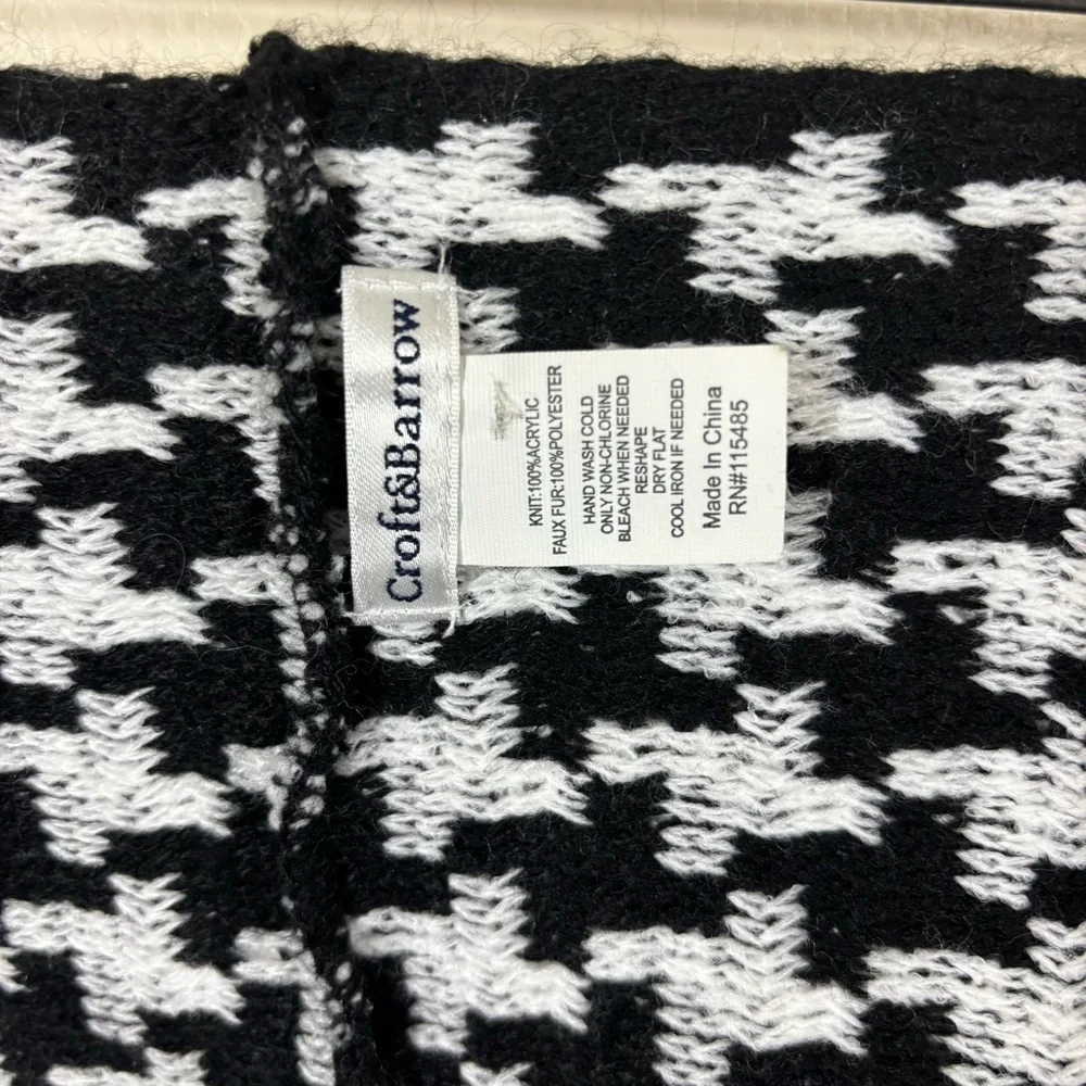 Croft & Barrow Houndstooth Faux Fur Knitted Scarf One Size